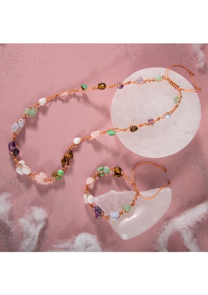 Yengeç Burcu Renkli Taşlı Takım, Kolye ve Bileklik Seti fırsatları
