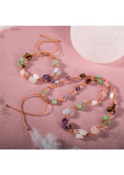 Yengeç Burcu Renkli Taşlı Takım, Kolye ve Bileklik Seti indirimleri