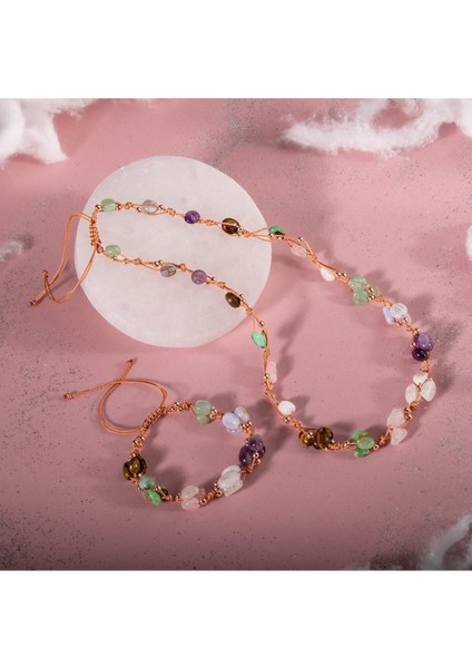 Yengeç Burcu Renkli Taşlı Takım, Kolye ve Bileklik Seti