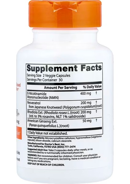 Nmn+ Nicotinamide Resveratrol 60 Veggie Caps fiyatları