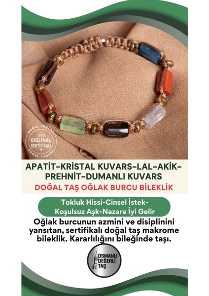 Renkli Oğlak Burcu Doğal Taş Makrome Bileklik, Şık ve Enerjik Takı Seçeneği