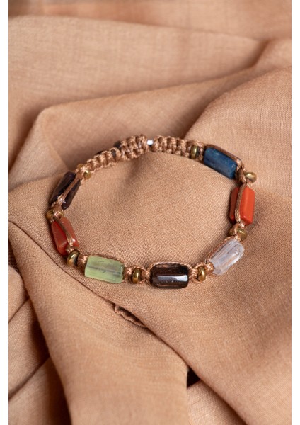 Renkli Oğlak Burcu Doğal Taş Makrome Bileklik, Şık ve Enerjik Takı Seçeneği fiyatları