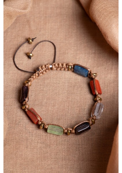 Renkli Oğlak Burcu Doğal Taş Makrome Bileklik, Şık ve Enerjik Takı Seçeneği modelleri