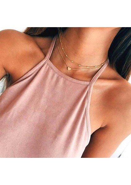 Şık Kalp Zincirli Kadın Kolyesi, Zarif ve Renkli Takı Seçeneği