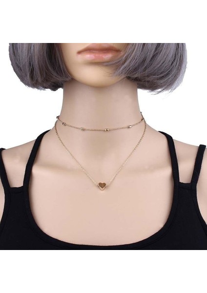 Şık Kalp Zincirli Kadın Kolyesi, Zarif ve Renkli Takı Seçeneği fiyatları