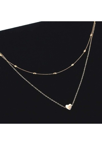 Şık Kalp Zincirli Kadın Kolyesi, Zarif ve Renkli Takı Seçeneği modelleri