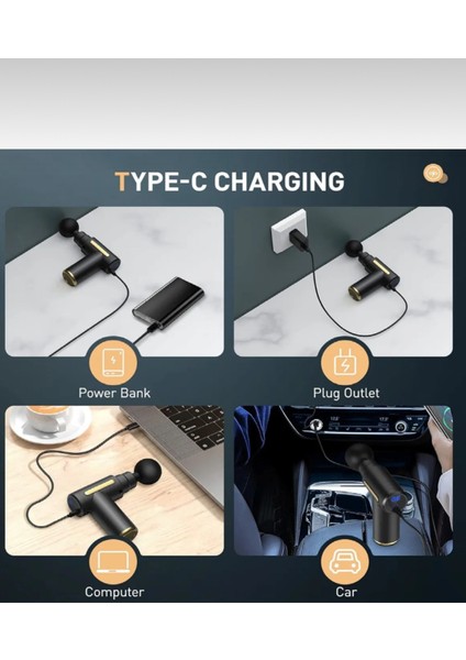 Mini Masaj Tabancası, 4 Başlıklı Profesyonel Fascial Aleti