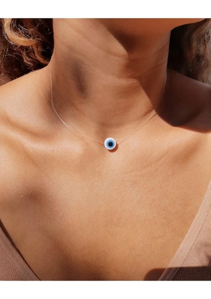 Turuncu Hayalet Şeffaf Zincir Cam Nazar Boncuklu Kolye, Şık ve Özgün Tasarım