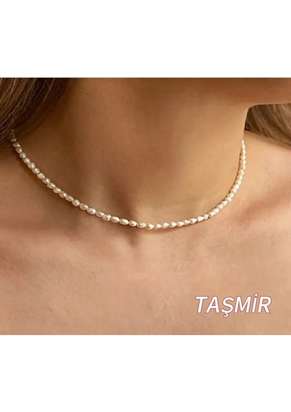 Beyaz 2-3 mm Doğal Arpa Inci Kolye, Şık ve Zarif Takı Seçeneği