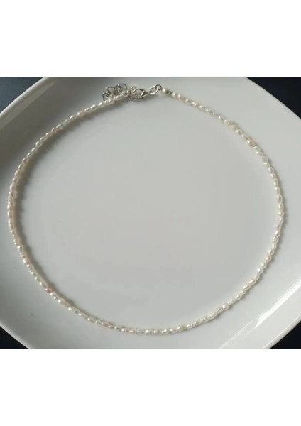 Beyaz 2-3 mm Doğal Arpa Inci Kolye, Şık ve Zarif Takı Seçeneği modelleri