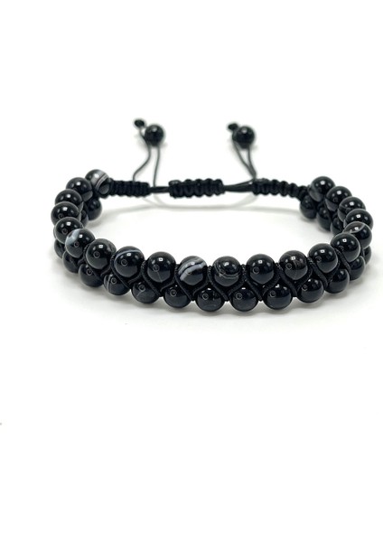 Doğal Taş Makrome Bileklik, Siyah, Ayarlanabilir, Şık ve Hafif Tasarım fiyatları