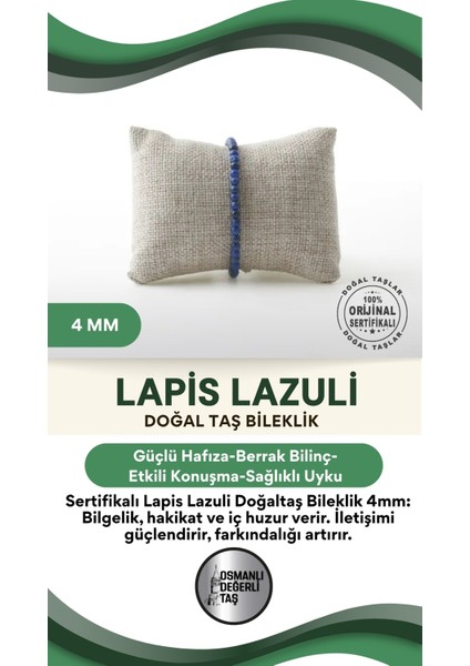 Doğaltaş Lapis Lazuli Bileklik, 4mm, Şık ve Enerjik Tasarım