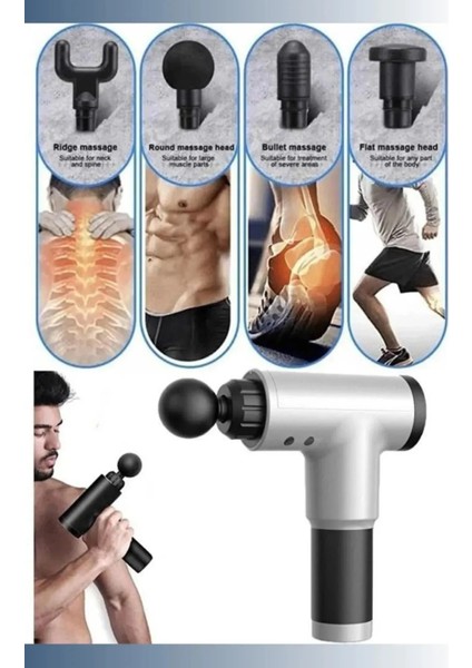6 Hızlı Şarjlı Kas Masaj Tabancası, Rahatlatıcı ve Egzersiz Destekli, Çok Fonksiyonlu.