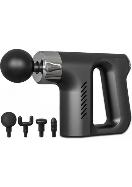 Siyah Kablosuz Sporcu Masaj Aleti, 4 Başlıklı, Rahatlatıcı ve Hafif Tasarım