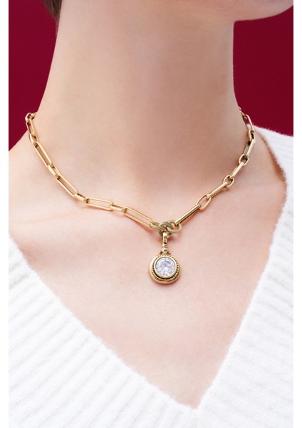 Şık Zirkon Charm Zincir Kolye, Parlak ve Zarif Tasarım, Günlük ve Özel Gün Kullanımı