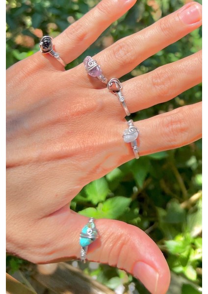 El Yapımı Aytaşı Doğal Taş Ayarlanabilir Yüzük, Zarif ve Şık Takı Seçeneği fırsatları