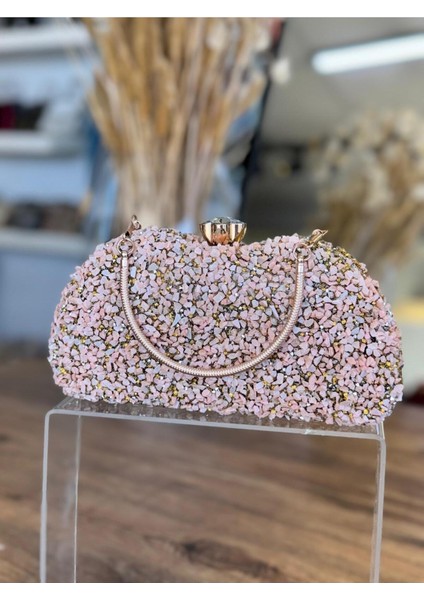 Pembe Doğal Taş Abiye Çanta, Şık ve Zarif Tasarım, Özel Günleriniz Için Ideal Seçenek fiyatları