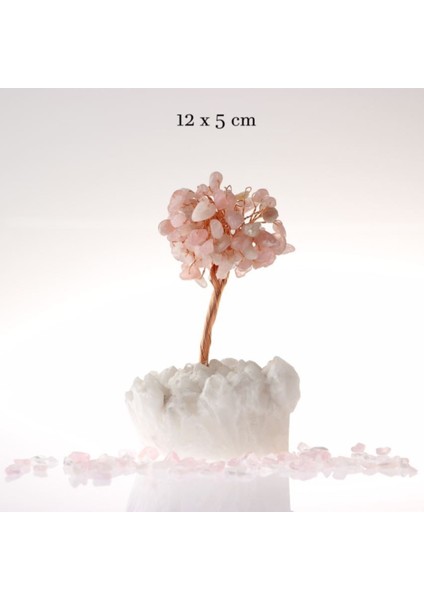 Doğal Pembe Kuvars Ağacı, 12X5 Cm, Sertifikalı, Şifa ve Güzellik Kaynağı