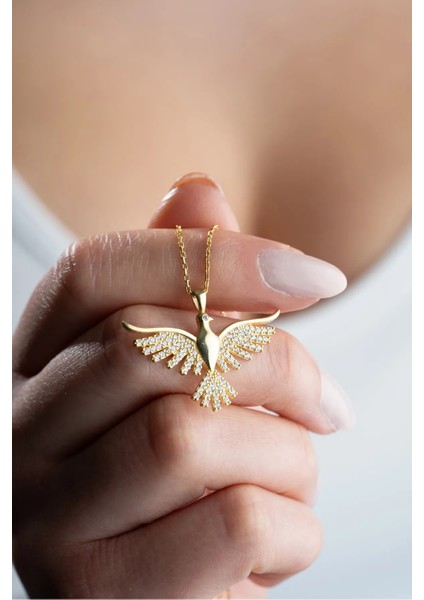 14K Altın Rengi Paslanmaz Çelik Anka Kuşu Kolye, Şık ve Dayanıklı Takı