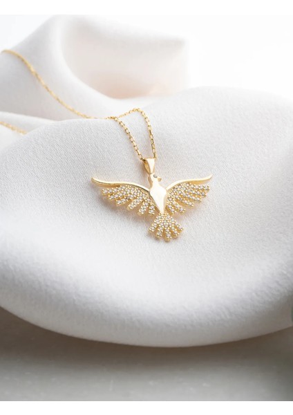 14K Altın Rengi Paslanmaz Çelik Anka Kuşu Kolye, Şık ve Dayanıklı Takı