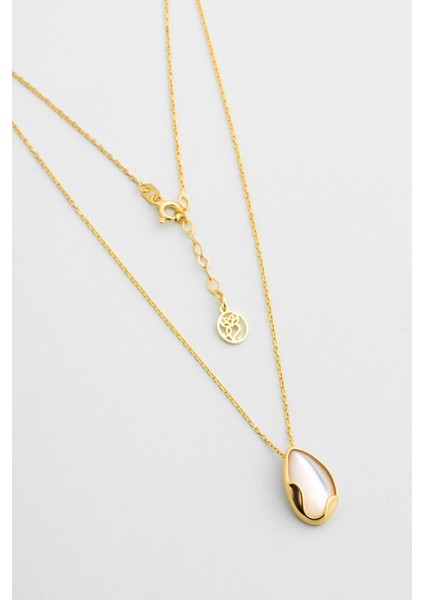 Parlak Sarı Altın Kaplama Gümüş Kolye, 42 Cm, Şık ve Zarif Tasarım