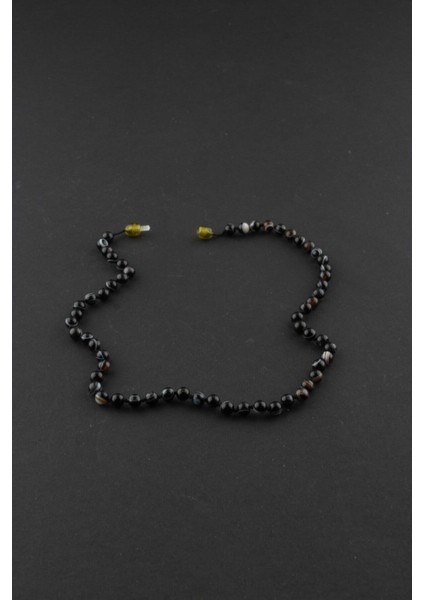 Siyah Akik 6mm Düğümlü Kolye, Şık ve Doğal Taşlı Takı fırsatları