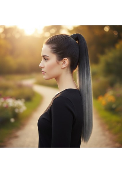 Fiber Sentetik Sihirli At Kuyruğu / Siyah / Gri Ombreli