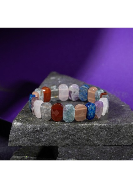 Renkli Doğal Taş Geniş Kesim Burç Bileklik, Şık ve Enerjik Aksesuar. fiyatları