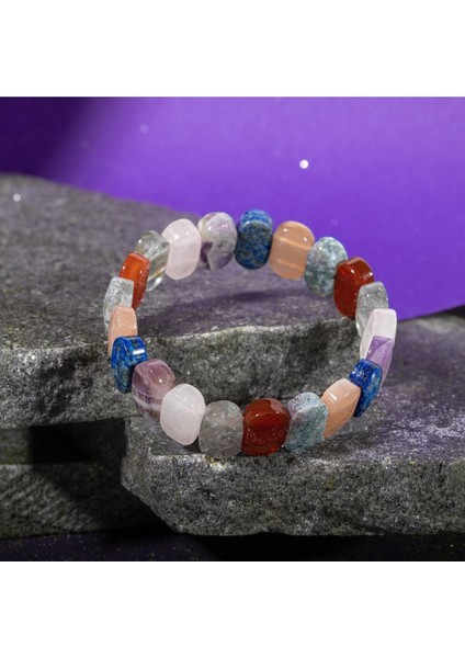 Renkli Doğal Taş Geniş Kesim Burç Bileklik, Şık ve Enerjik Aksesuar. modelleri