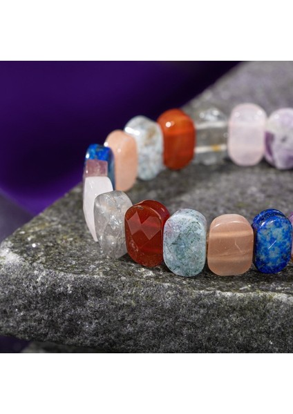 Renkli Doğal Taş Geniş Kesim Burç Bileklik, Şık ve Enerjik Aksesuar. fırsatları