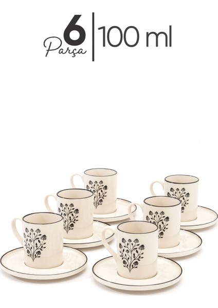 6 Kişilik 12 Parça Siyah Kahve Fincan Takımı, Modern ve Doğal Tasarım modelleri