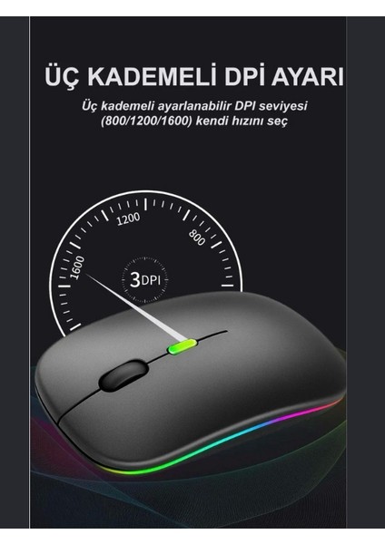 Vivobook,zenbook, S16,S14 Uyumlu Şarjlı Kablosuz Mouse Rgb LED Işıklı Ultra Slim USB fiyatları