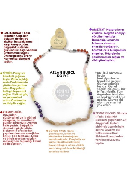 Renkli Taşlı Aslan Burcu Kolye, Enerji ve Işıltı Dolu Takı