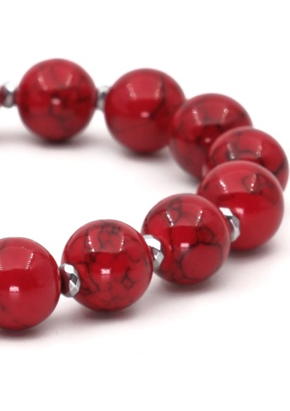 Doğal Kırmızı Mercan ve Hematit Taş Bileklik, Renkli ve Sertifikalı Tasarım fırsatları