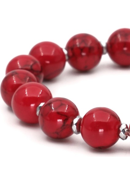 Doğal Kırmızı Mercan ve Hematit Taş Bileklik, Renkli ve Sertifikalı Tasarım indirimleri