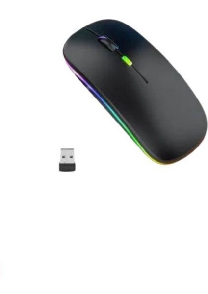 Samsung Galaxy Book4,5,5 Pro Uyumlu Şarjlı Kablosuz Mouse Rgb LED Işıklı Ultra Slim USB