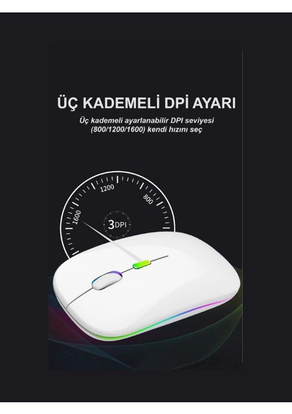 Huawei Matebook XPRO,D14,D16,14S,16S Uyumlu Şarjlı Kablosuz Mouse Rgb LED Işıklı Ultra Slim USB fiyatları