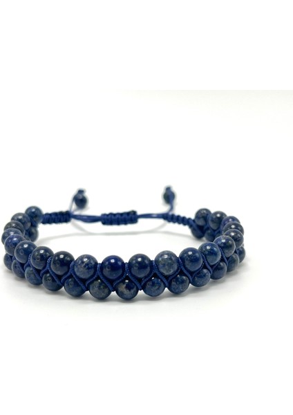 Lapis Lazuli Doğal Taş Makrome Bileklik, Ayarlanabilir, Şık ve Renkli Takı