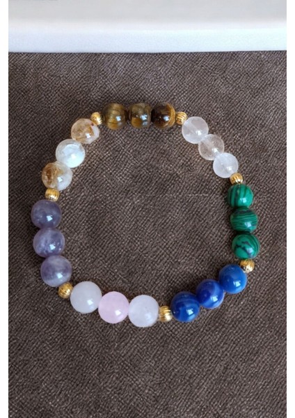 Renkli Aslan Burcu Bilekliği, Kaplan Gözü, Akik, Pembe Kuvars, Ametist, Sitrin, Malahit modelleri