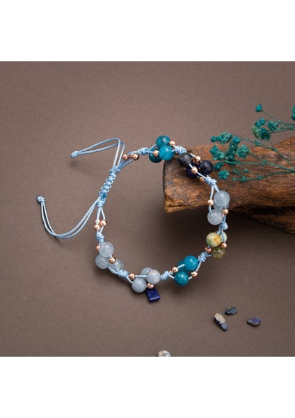 Renkli Doğal Taşlı Makrome Bileklik, Çakra Dengeleyici, Şık ve Enerji Dolu Takı fırsatları