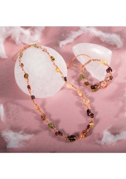 Renkli Taşlı Kolye ve Bileklik Seti, Şık ve Enerjik Takı Kombini fiyatları