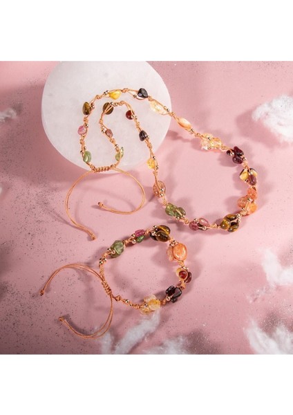 Renkli Taşlı Kolye ve Bileklik Seti, Şık ve Enerjik Takı Kombini fırsatları