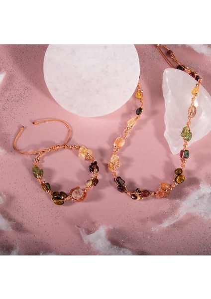 Renkli Taşlı Kolye ve Bileklik Seti, Şık ve Enerjik Takı Kombini indirimleri