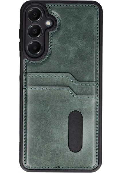 Samsung Galaxy A55 5g Kılıf Sara Kartvizitli Deri Kılıf - Koyu Yeşil fiyatları