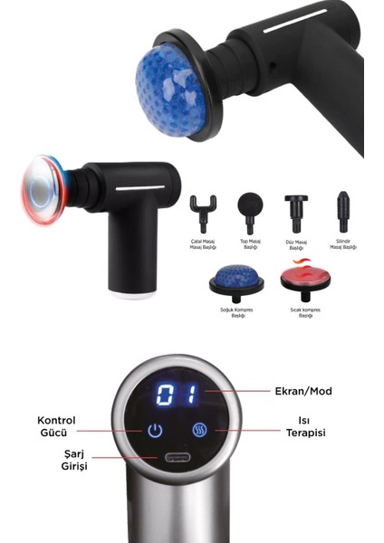 Sıcak ve Soğuk Terapili, Şarjlı Isıtmalı Masaj Cihazı, Sporcu Masaj Aleti
