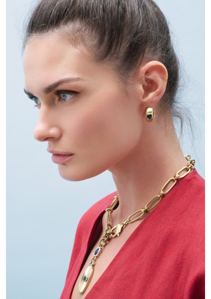 Lacivert Zirkon Kalp Iğneli Halka Küpe, Şık ve Zarif Takı Seçeneği fiyatları