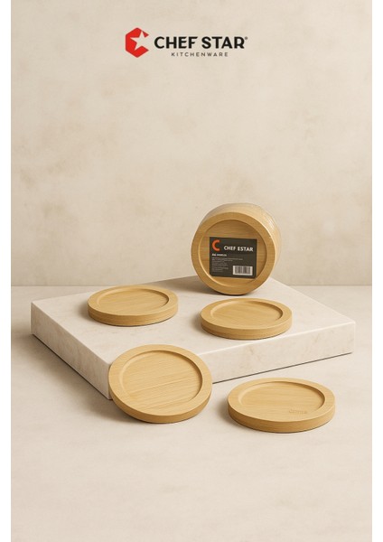 Doğal Bambu Yuvarlak Bardak Altlığı Seti, Şık ve Dayanıklı Tasarım, Sağlıklı Kullanım