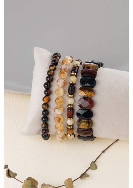 Girişken Cesur Kadınlar Için Doğal Taş Bileklik Seti, Enerji ve Şıklık Sağlar. modelleri