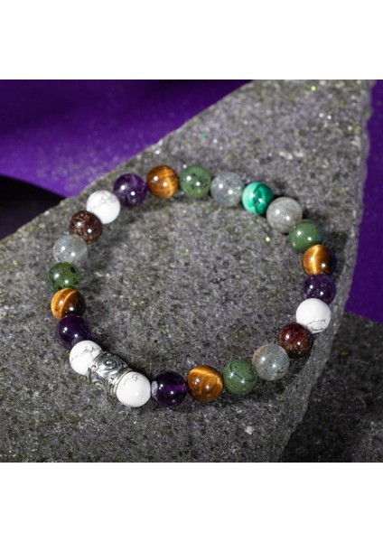 Renkli Doğal Taş 8mm Bileklik, Akrep Burcu Uyumlu, Şık ve Enerjik Takı fiyatları