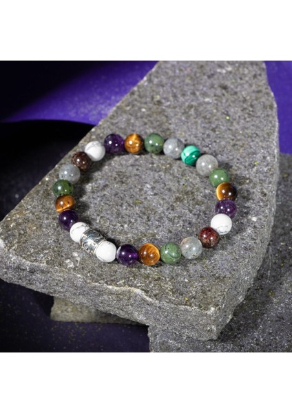 Renkli Doğal Taş 8mm Bileklik, Akrep Burcu Uyumlu, Şık ve Enerjik Takı indirimleri